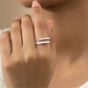 Modern Silver Dual Bar Ring